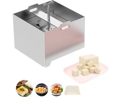 Roestvrijstalen tofu-pers met opvangbak en zeefdoek, ideaal voor zelfgemaakte tofu, kaas en vleesvervangers, 500 g drukregeling