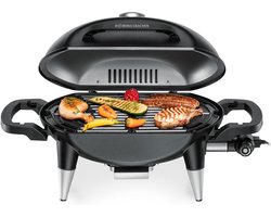 Rommelsbacher Barbecuegrill BBQ 4000 – elektrische BBQ met deksel & thermometer – 2200W – gietijzeren grillrooster – voor binnen & buiten