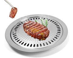 Ronde Antiaanbak Grillpan voor Korean BBQ, Ideaal voor Binnen en Buiten, Gezond Koken met Vlees en Groenten, BBQ Accessoires en Keukengerei