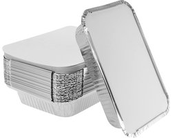 Set van 25 Aluminium Schalen 1000 ml met Deksel, Ideaal voor Grillen, Bakken en Koken, 229 x 169 x 50 mm
