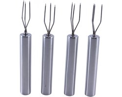 Set van 4 RVS Aardappelvorken, Barbecue Vorken, Groente- en fruitvorken, Maïsvork, Peeling Aid voor Groenten en Grillen, Lengte 14.5 Cm