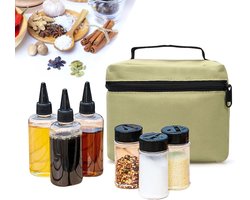 Set van 6 draagbare kruidenpotjes voor buiten, ideaal voor sauzen, olie en azijn tijdens BBQ, picknick en kamperen
