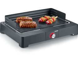 Severin PG 8567 - Electrische Tafel BBQ Grill - 2200 W - 230 °C - Grilplaat van gietijzer - Zwart