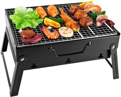 SnelShoppen - Mini BBQ Houtskoolgrill Tafelmodel | Compacte Picknickgrill 35 x 37 x 19,5 cm - Perfect voor Tuin, Camping, Feest en Buiten - Gemakkelij