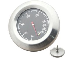 SnelShoppen - Roestvrij Staal Grillthermometer 60–430℃ / 100–800℉ - Barbecuethermometer voor Gasgrill, Houtskoolgrill, Smoker en Oven - Zilveren Roost