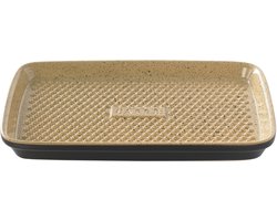 SnelShoppen - Römertopf BBQ Plancha Rechthoekig met Grill-Noppen van Natuurlijke Klei voor Grillen en Ovengebruik, Perfect voor Tuin, Camping en Feest
