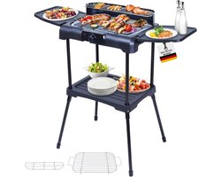 Sommertal BBQ231 elektrische grill | Balkon grill | 2200 W | Camping grill | 2-in-1 tafelgrill met standaard | Traploze temperatuurregeling | Opbergruimte | Snelle opwarming | Windbescherming