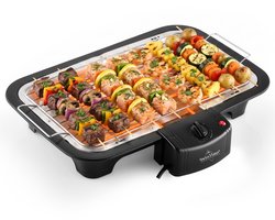 Swiss Haus® TBQ23 Elektrische Barbecue - 38 x 22 cm - 2000W – Tafel BBQ – Regelbare Thermostaat – Vaatwasbestendig Rooster – Anti-Roest Grill – Zwart