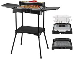 TZS First Austria Elektrische BBQ - met Grillplaat - 2200 W - Grilloppervlak 39.5 x 24cm - Zwart