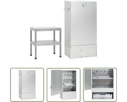 vidaXL Buitenkeuken - Barbecue Rookoven - BBQ-rookoven met tafel gegalvaniseerd staal - Bbq Accessoires - Rvs Rookoven - Rooksmaak
