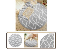 vidaXL Buitenkleed - 160 cm - Grijs - Polypropyleen Tuintapijt - Outdoor Tapijt - Patio Dekentje - Rond Tapijt - Polypropylene Tapijt