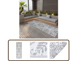vidaXL Buitenkleed - 80x250 cm - Lichtgrijs - PP Tuintapijt - Buitentapijten - Terrasdecoratie - Outdoor Tapijten - Polypropylene Tapijt