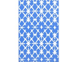 vidaXL - Buitenkleed - ARAKIL - 190x290 - cm - PP - blauw - en - wit
