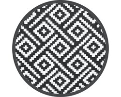 vidaXL - Buitenkleed - ARAKIL - Ø160 - cm - polypropeen - wit - en - zwart