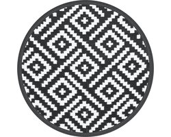 vidaXL - Buitenkleed - ARAKIL - Ø200 - cm - polypropeen - wit - en - zwart