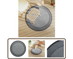 vidaXL Buitenkleed - Ø120 cm - Grijs - Polypropeen Tuintapijt - Outdoor Tapijt - Patio Tapijt - Veranda Tapijt - Terras Tapijt