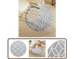 vidaXL Buitenkleed - Ø120 cm - Grijs - Polypropyleen Tuintapijt - Patio Kleed - Buitentapijt - Outdoor Tapijt - Veranda Tapijt