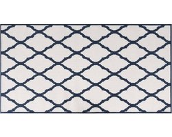 vidaXL - Buitenkleed - omkeerbaar - 80x150 - cm - marineblauw - en - wit