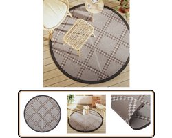 vidaXL Buitenkleed - Rond - 160 cm - Polypropeen - Bruin Tuintapijt - Outdoor Tapijt - Patio Dekens - Veranda Kleed - Terrasdecoratie