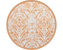 vidaXL - Buitentapijt - ARAKIL - Ø200 - cm - polypropeen - oranje - en - wit
