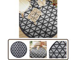 vidaXL Buitentapijt - Rond - 200 cm - Zwart Tuintapijt - Buitentapijt - Terrasdecoratie - Patiodekoration - Outdoorvloerkleed