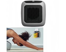 1 stuk - Mini ventilatorkachel - PTC-kachel - Kleine kachel - Draagbare elektrische kachel - Wandkachel - Laag geluidsniveau - Plug-in - 800 watt - Met afstandsbediening - Grijs - 15*13,2*11CM - Geschikt voor kantoor, slaapkamer