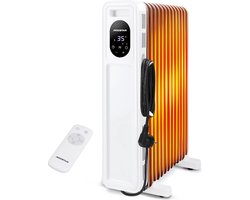 Aigostar Snug - Olieradiator - 2500W Heater - Elektrische Kachel - Oliegevulde radiator - 13 Ribben - Verwarming met Afstandsbediening - Wit/Zwart