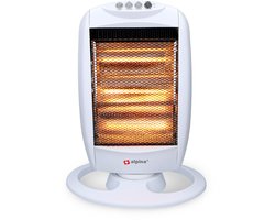 alpina Elektrische Kachel Halogeen 1200 Watt – Draaibare Ventilatorkachel Met 3 Warmtestanden – Compacte Elektrische Verwarming Voor Binnen – Kachel Elektrisch Met Oververhittingsbeveiliging