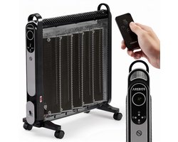 AREBOS Mica Convector 2000 W - elektrische kachel - convectorkachel - mobiele elektrische kachel energiebesparend - mobiele elektrische ventilatorkache- met 2 warmtestanden - zwart