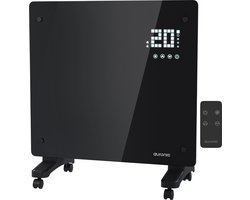 Auronic Elektrische Kachel – 1000W - Convectorkachel met Thermostaat, Timer en Afstandsbediening - Heater - Glazen Paneelverwarming - Badkamerverwarming - Zwart
