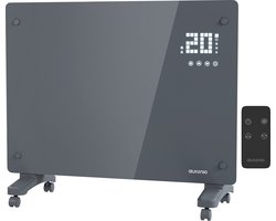 Auronic Elektrische Kachel – 1500W - Convectorkachel met Thermostaat, Timer en Afstandsbediening - Heater - Glazen Paneelverwarming - Badkamerverwarming - Grijs