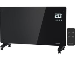Auronic Elektrische Kachel – 2500W - Convectorkachel met Thermostaat, Timer en Afstandsbediening - Heater - Glazen Paneelverwarming - Badkamerverwarming - Zwart
