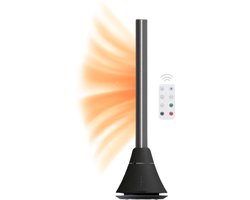 BASOO BS-7100 Bladloze Ventilatortoren Zwart – 2-in-1 Slimme Verwarming & Koeling – Stille Ventilator met Afstandsbediening