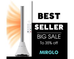 BLADLOZE VENTILATORTOREN – WIT – 2-IN-1 SLIMME HEATER & COOLER – GELUIDSARME VENTILATOR MET AFSTANDSBEDIENING