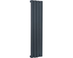 Blumfeldt Badkamerradiator - Design radiator - Zuinige platte radiator verticaal - Verticale Wandverwarming - 380 W - Verticale Radiator Met Thermostaat - Wandradiator voor badkamer en woonkamer - Antraciet