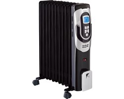 Borg olieradiator 2500 watt met digitaal display - Verwarming - Elektrische Kachel - Thermostaat - 3 Standen - Timer - Zwart - 11 Warmte Ribben