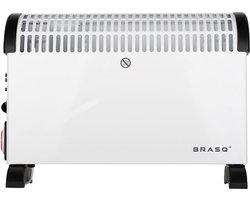 BRASQ - Elektrische Convectorkachel - Turbo-functie en Verstelbare Thermostaat - Compact en Geruisloos - Timer - 750/1250-2000 watt - Verwarming met Overhittingsbeveiliging - Wit - Elektrische kachel