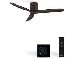 CREATE - Plafondventilator 40W silent Ø132 cm - Controller voor wandmontage - afstandsbediening - Zwart - WIND CALM