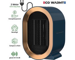 Eco Warmte® Elektrische Kachel Premium - Elektrische Verwarming voor Binnen - Ventilatorkachel - Keramische Kachel - Luxe Heater - 2 Standen - 800/1200 Watt - LED Indicatie - Blauw