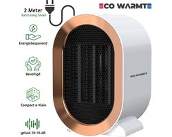 Eco Warmte - Elektrische Kachel Premium - Elektrische Verwarming voor Binnen - Ventilatorkachel - Keramische Kachel - Luxe Heater - 2 Standen - 1200W - LED Indicatie - Wit