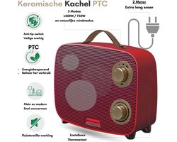 Eco Warmte® Premium Elektrische Kachel - Elektrische Verwarming voor Binnen - Ventilatorkachel - Keramische Kachel - Luxe Heater - 3 Standen met Thermostaat - 750/1500 Watt - LED Indicatie - Rood