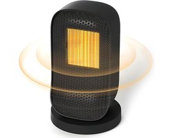 Elektrische Kachel 600 Watt - Ventilatorkachel Heater - Keramische Kachel - Roterend 45 Graden - 2 standen - Met Beveiliging - Zwart