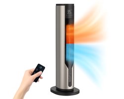 Elektrische Kachel en Ventilator - 2-in-1 Heater - 2000W Ventilatorkachel - Verstelbare Temperatuur - Electrische Keramische Kachel met Stoffilter - Winter en Zomer - Platina Grijs