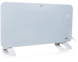 Elektrische kachel Smart – Princess Convectorkachel met glazen paneel 348151 - Ingebouwde Thermostaat - Bediening met App – paneelverwarming - Mobiele app - LED touchscreen - 1500W – 76 x 38 cm - 24 m² – Vrijstaand/Wandmontage – Energiezuinig - wit