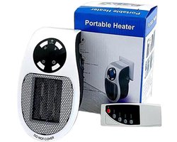 Elektrische stekkerkachel - 220V - 500W verwarmingsvermogen - PTC keramisch verwarmingselement - 90° draaibare stekker - timerfunctie - LED-display - instelbaar -18.8*11.5*11.6cm-4-delige verpakking