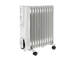Emerio Olieradiator - 11 Ribben - 20 m² - Regelbare thermostaat - 3 Temperatuur instellingen - Indicatielampje - Omvalbeveiliging - Vrijstaand - Met wielen - HO-128422 Wit