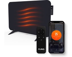 FlinQ 450W Slimme Infrarood Verwarming - Elektrische Verwarmingspaneel - Moderne Kachel - Geschikt voor Badkamer - Staand & Verplaatsbaar - Met Thermostaat - Zwart Paneel