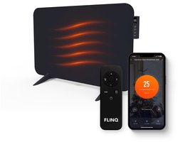 FlinQ 800W Slimme Infrarood Verwarming - Elektrische Verwarmingspaneel - Moderne Kachel - Geschikt voor Badkamer - Staand & Verplaatsbaar - Met Thermostaat - Zwart Paneel