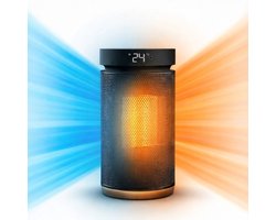 HeatSense® Heater - Elektrische Kachel en Ventilator - 2-in-1 Heater - 1500W Ventilatorkachel - Verstelbare Temperatuur - Electrische Keramische Kachel met Stoffilter - Winter en Zomer - Camping - Zwart