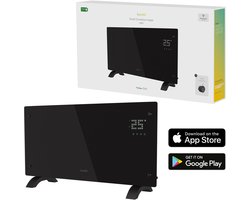 Hombli Elektrische Kachel – Convectorkachel – Elektrische Radiator – Heater – Smart App – 25m2 – 2000W – Zwart Glas